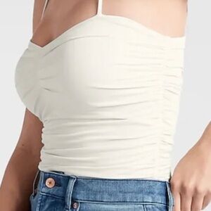 Express White Ruched Camisole Bodysuit